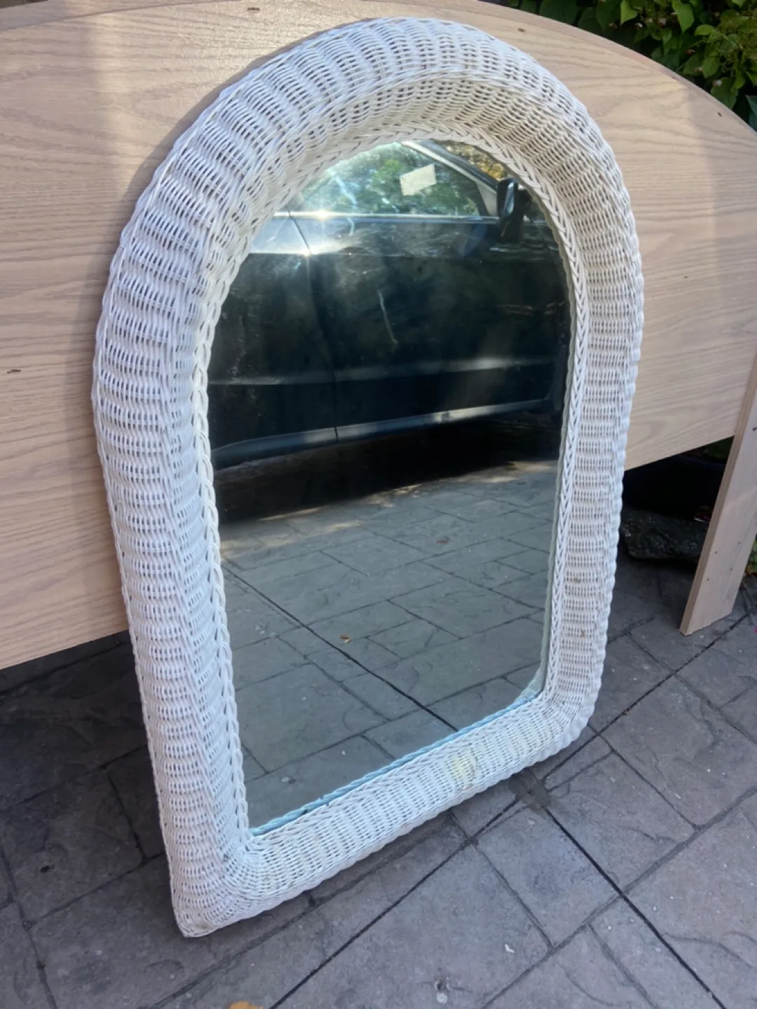 Wicker Framed Mirror - White thumbnail