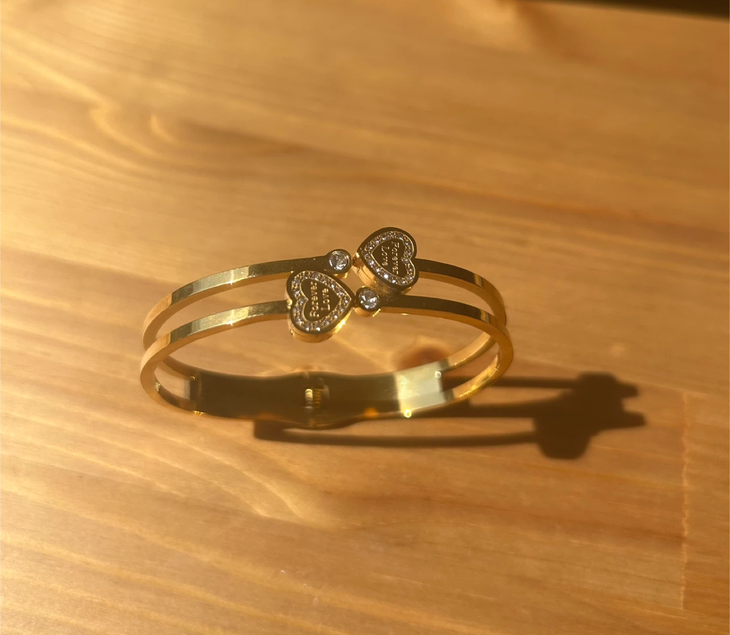 Gold Forever Love Heart Bangle
