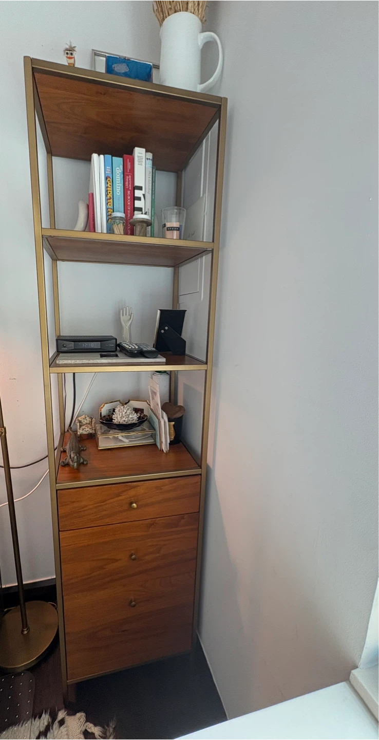 West Elm Wood & Metal Bookshelf with Drawers