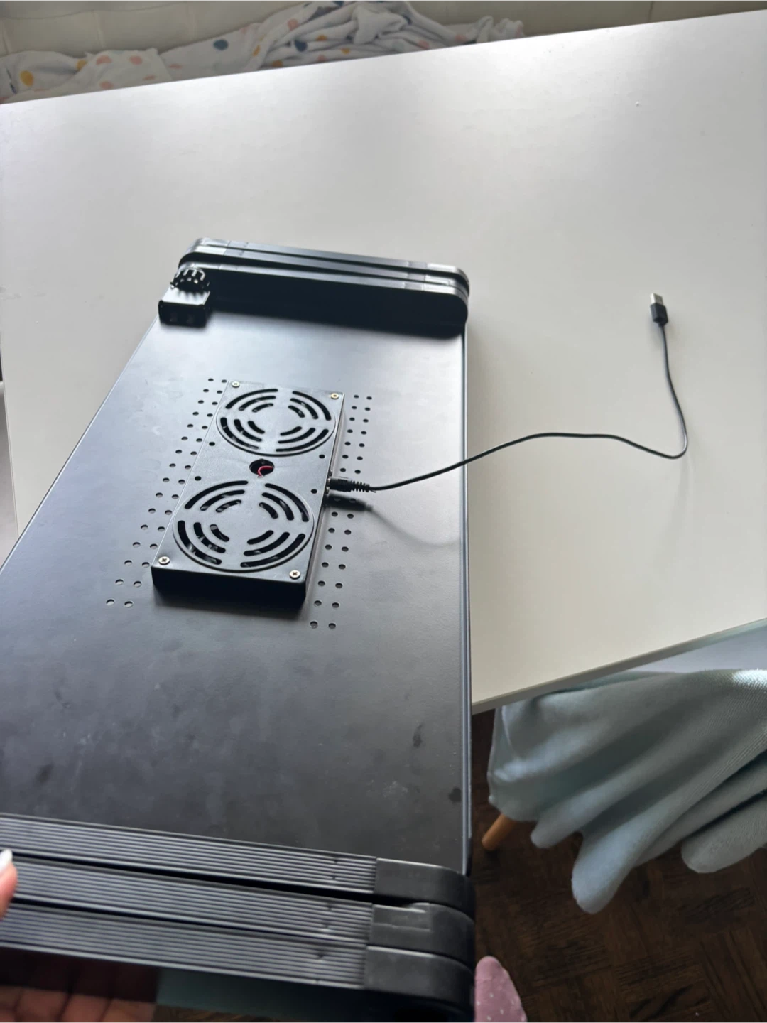 Adjustable Laptop Desk with Cooling Fan - photo 2