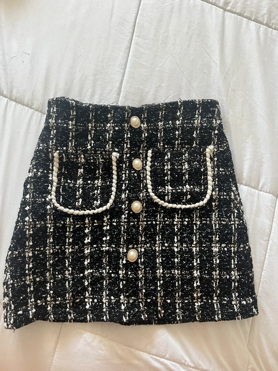 Tweed Mini Skirt - Black & White thumbnail