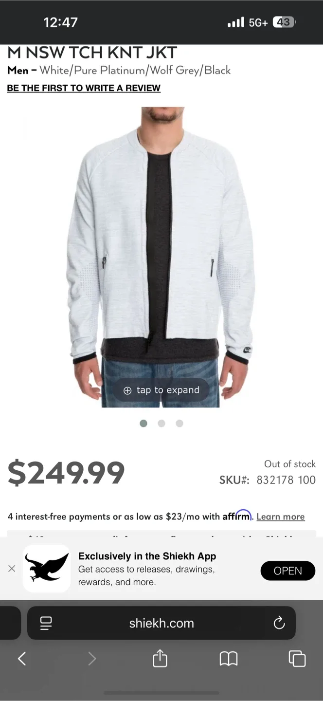 Nike Tech Knit Jacket White & Platinum (XL) image indicator(9)