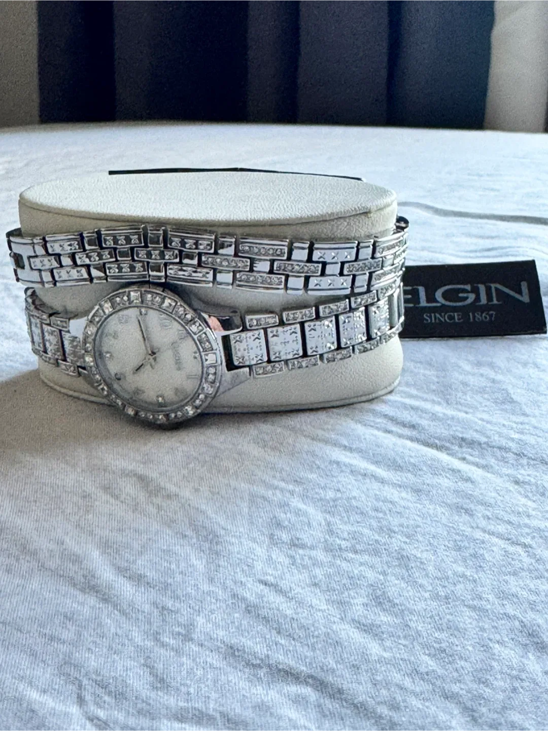 Elgin Ladies' Silver-Tone Crystal Watch thumbnail