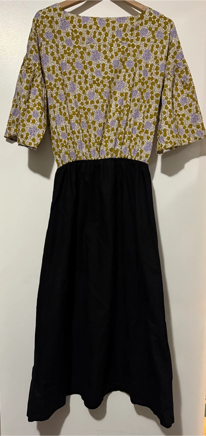 Floral Top & Black Skirt Dress