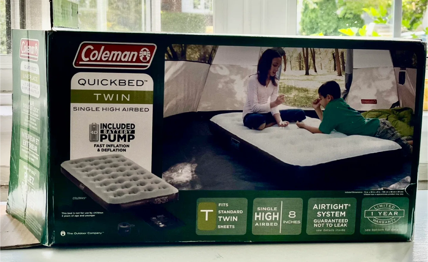 Coleman single high airbed and battery pump thumbnail