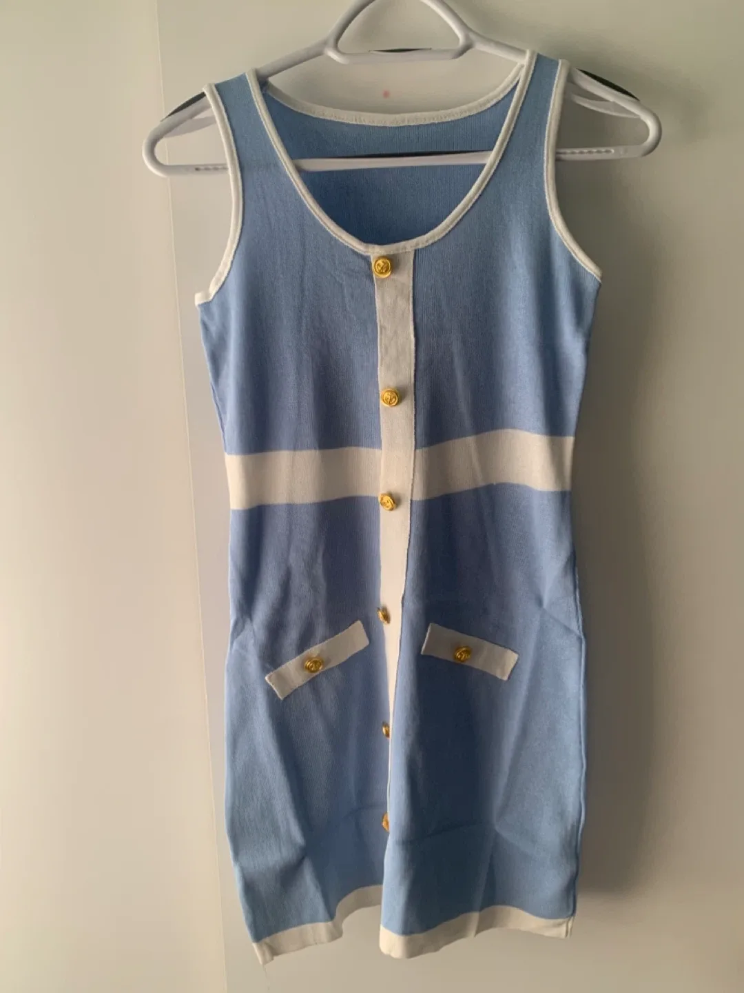 Blue & White Knit Dress thumbnail