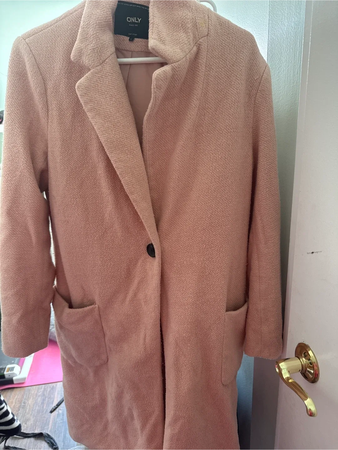 ONLY Pink Wool Blend Coat thumbnail