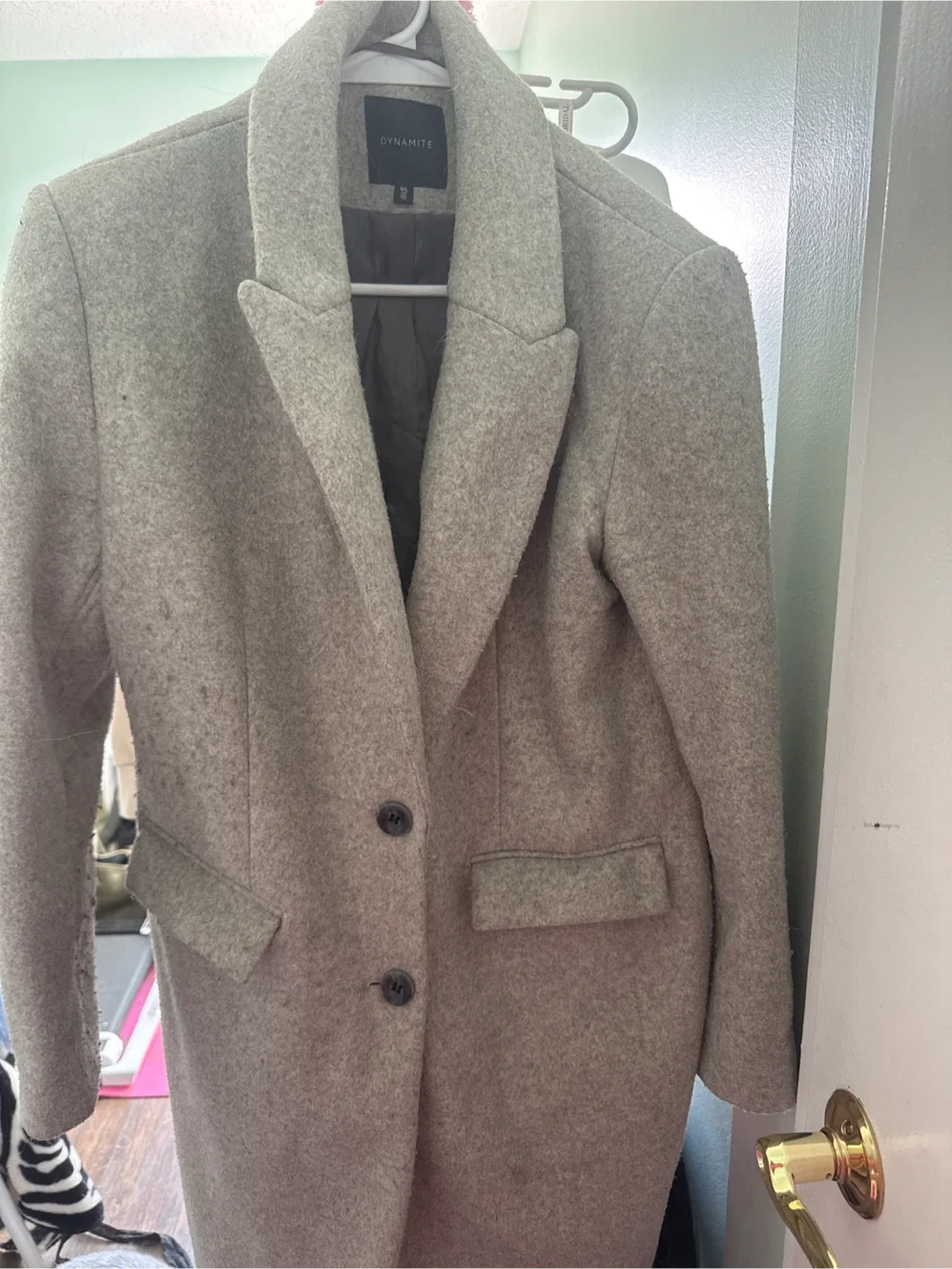 Dynamite Grey Wool Blend Coat - Size S thumbnail