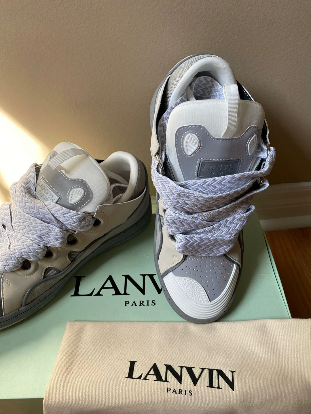 Lanvin Curb Sneakers - Grey/White, Size US 8 - photo 4