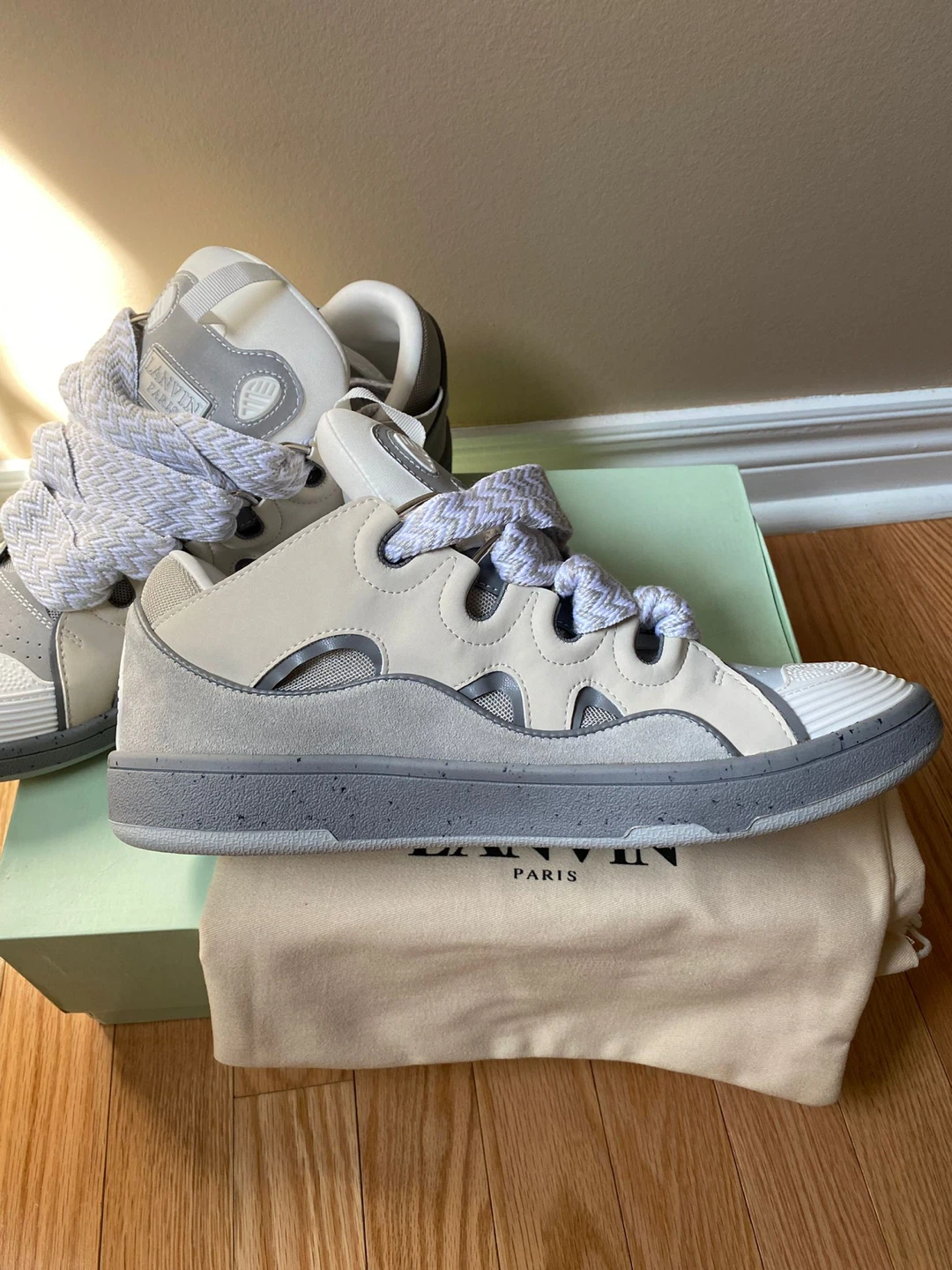 Lanvin Curb Sneakers - Grey/White, Size US 8 - photo 2