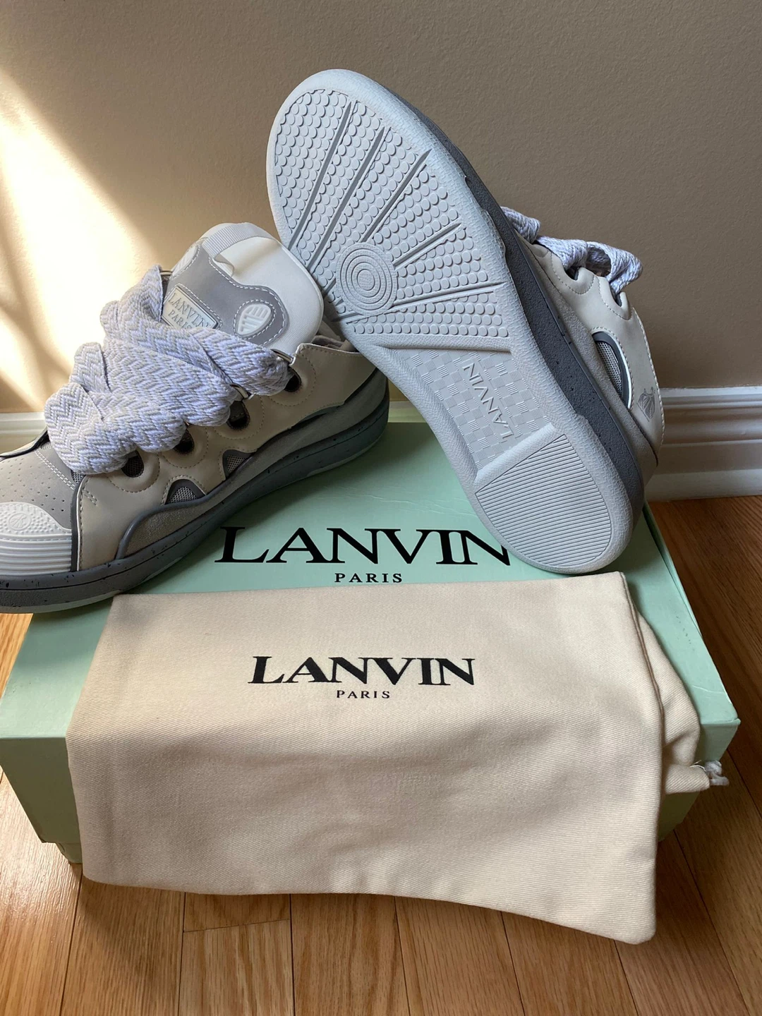 Lanvin Curb Sneakers - Grey/White, Size US 8