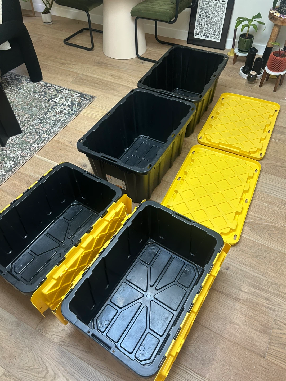 Storage Totes - Black & Yellow - Set of 4