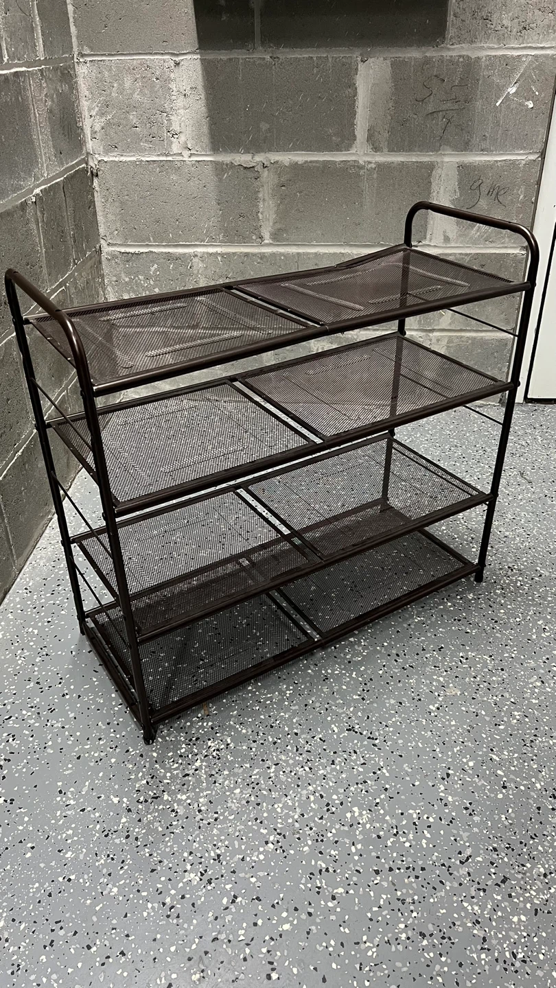 Brown Metal 4-Tier Shoe Rack - photo 4
