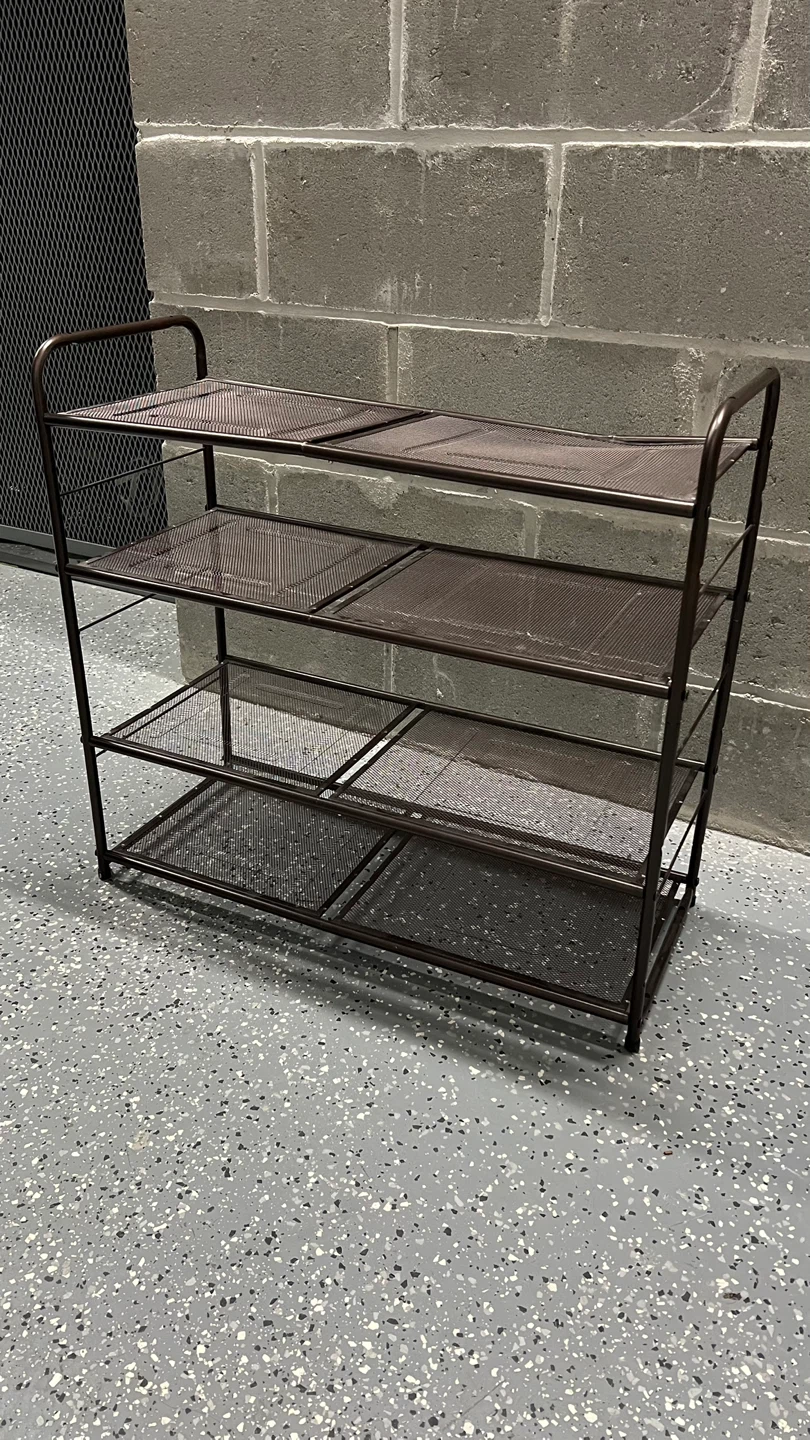 Brown Metal 4-Tier Shoe Rack