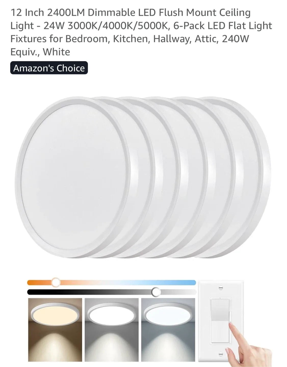 12 Inch Dimmable LED Flush Mount Ceiling Light thumbnail