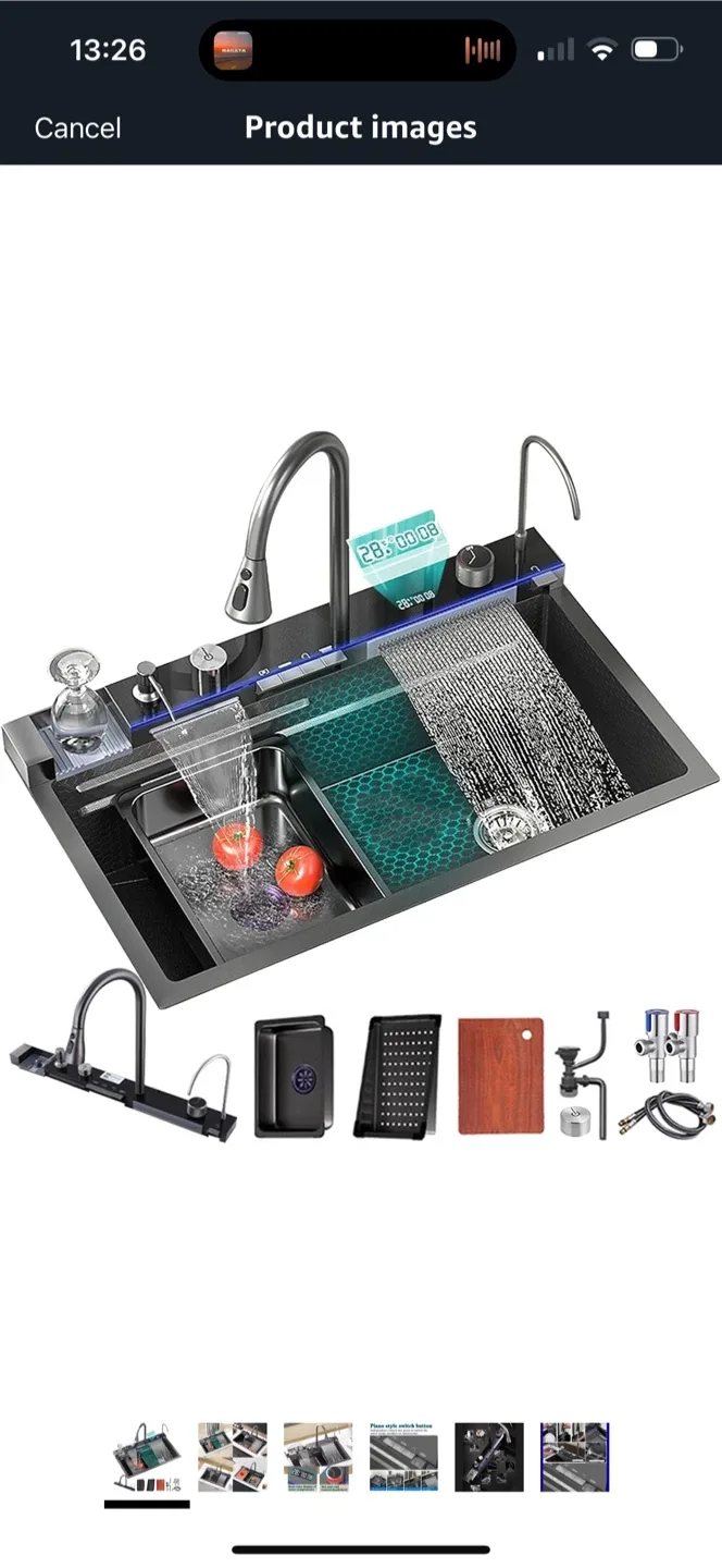 Gun Grey Kitchen Sink - 29.5 x 18.1 x 8.7 inches thumbnail