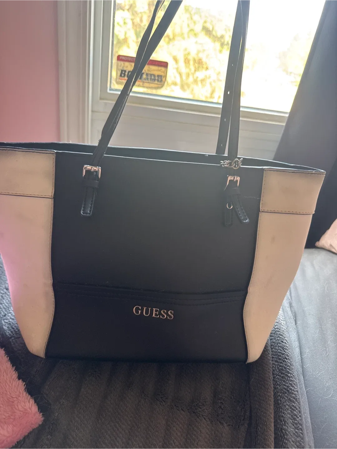 Guess Black & Beige Tote Bag thumbnail