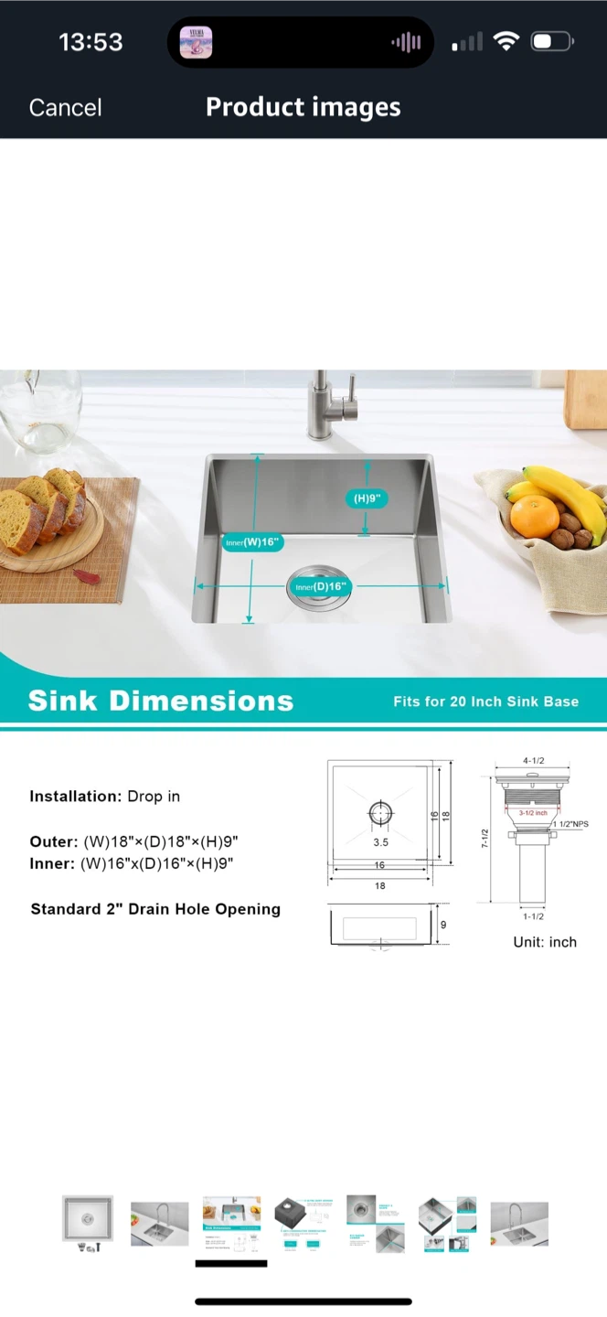 TSIBOMU 18x18 Inch Undermount Stainless Steel Kitchen Sink - photo 4