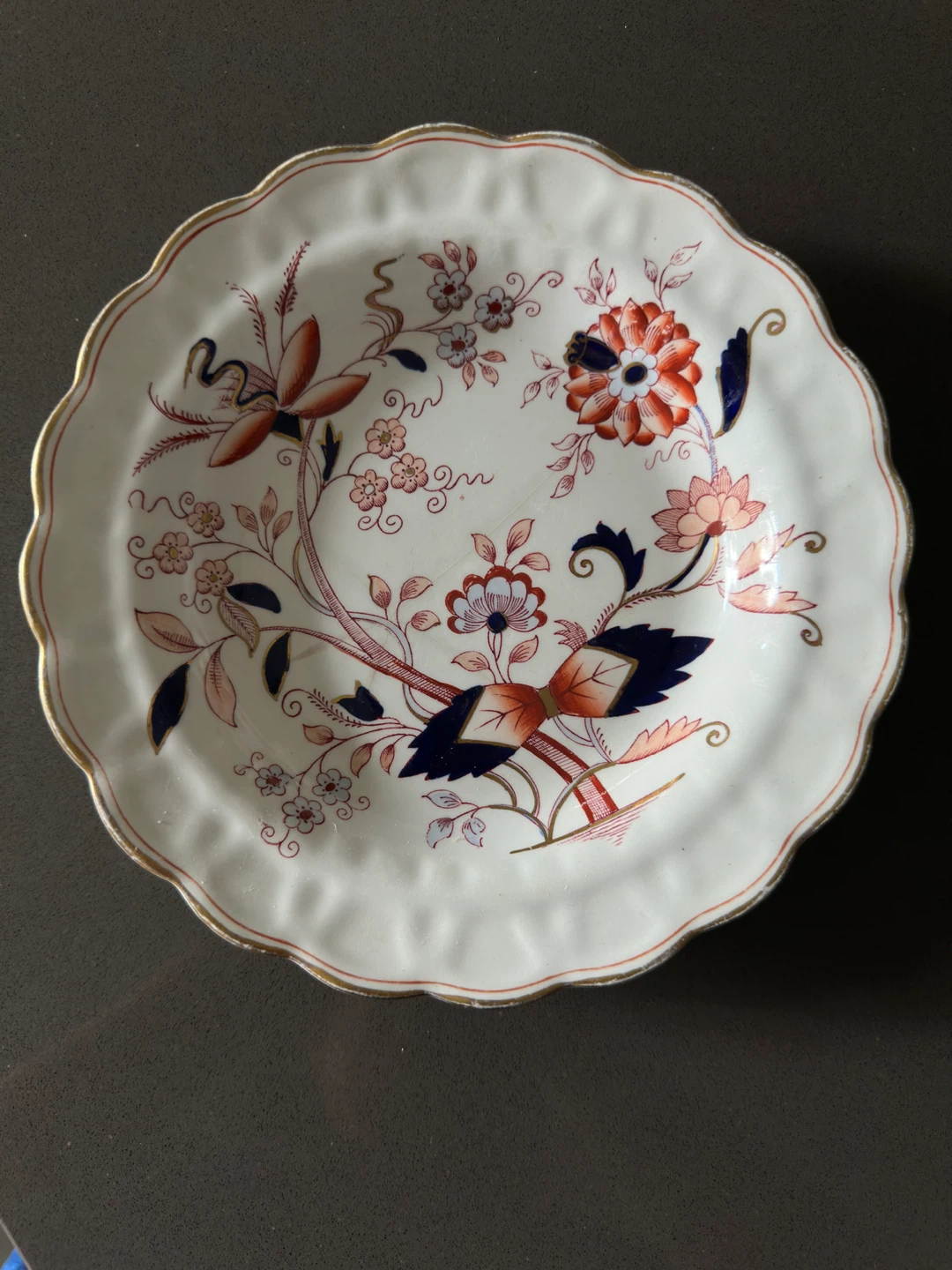 Booths Fresian China Rimmed Soup Bowl with Gilt A8022
