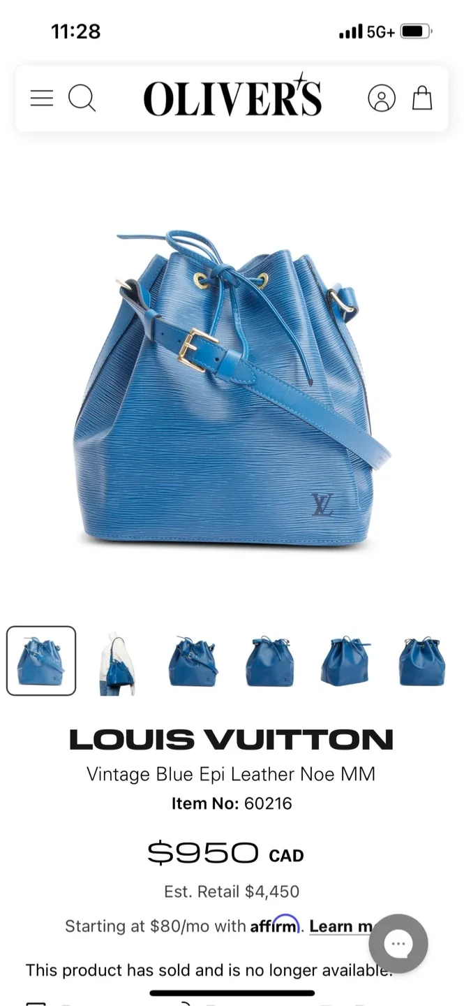 Louis Vuitton Vintage Blue Epi Leather Noe MM Bucket Bag image indicator(5)