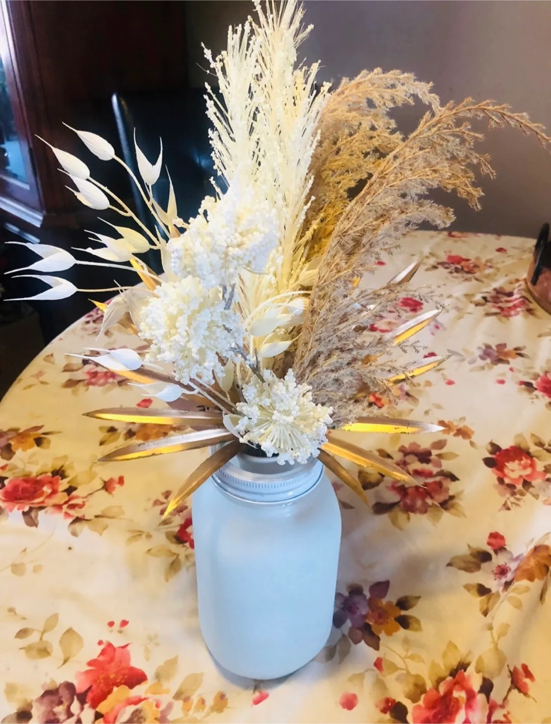 🥕 Floral Arrangement in Frosted Bernardin Mason Jar thumbnail