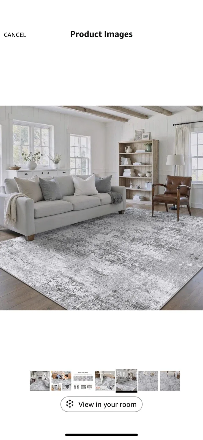 Abstract Grey Area Rug 12' x 9' Rectangular thumbnail