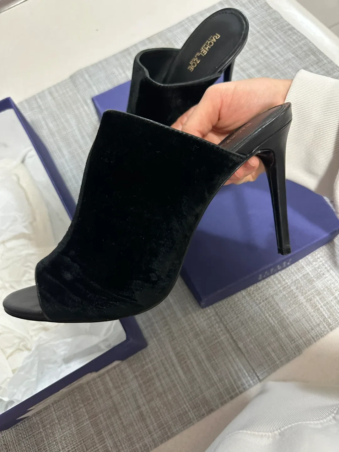 Rachel Zoe Black Velvet Heels, Size 8-8.5 thumbnail
