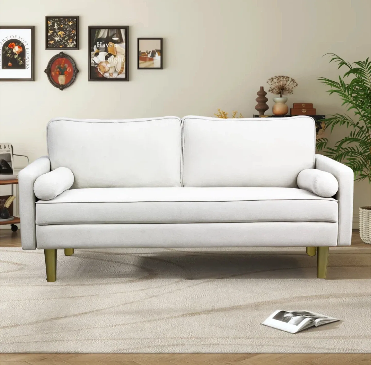 Ebern Designs Modern Loveseat Sofa - Off White thumbnail