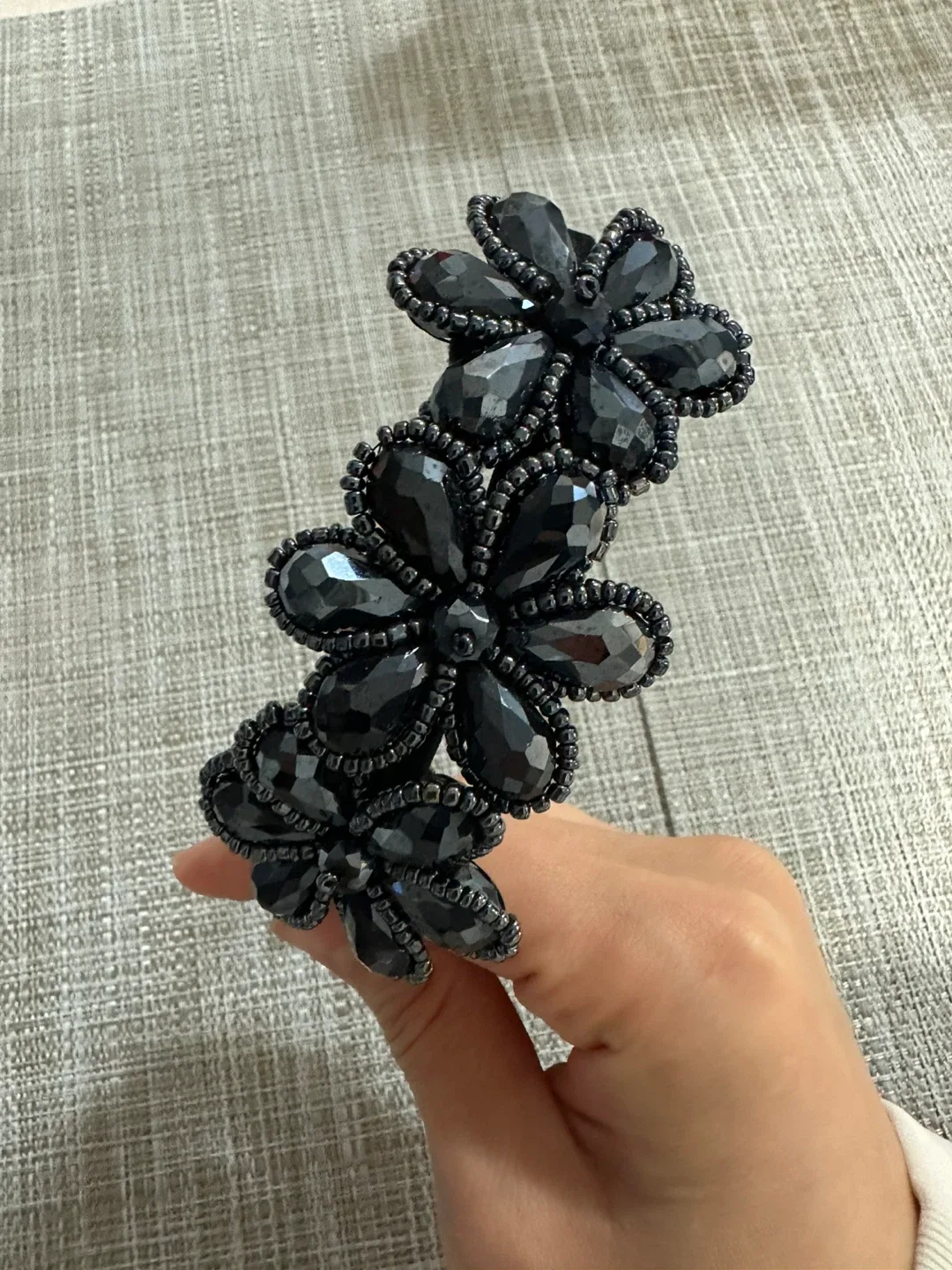 (Bundle)Black Beaded Headband+gemstone headband thumbnail