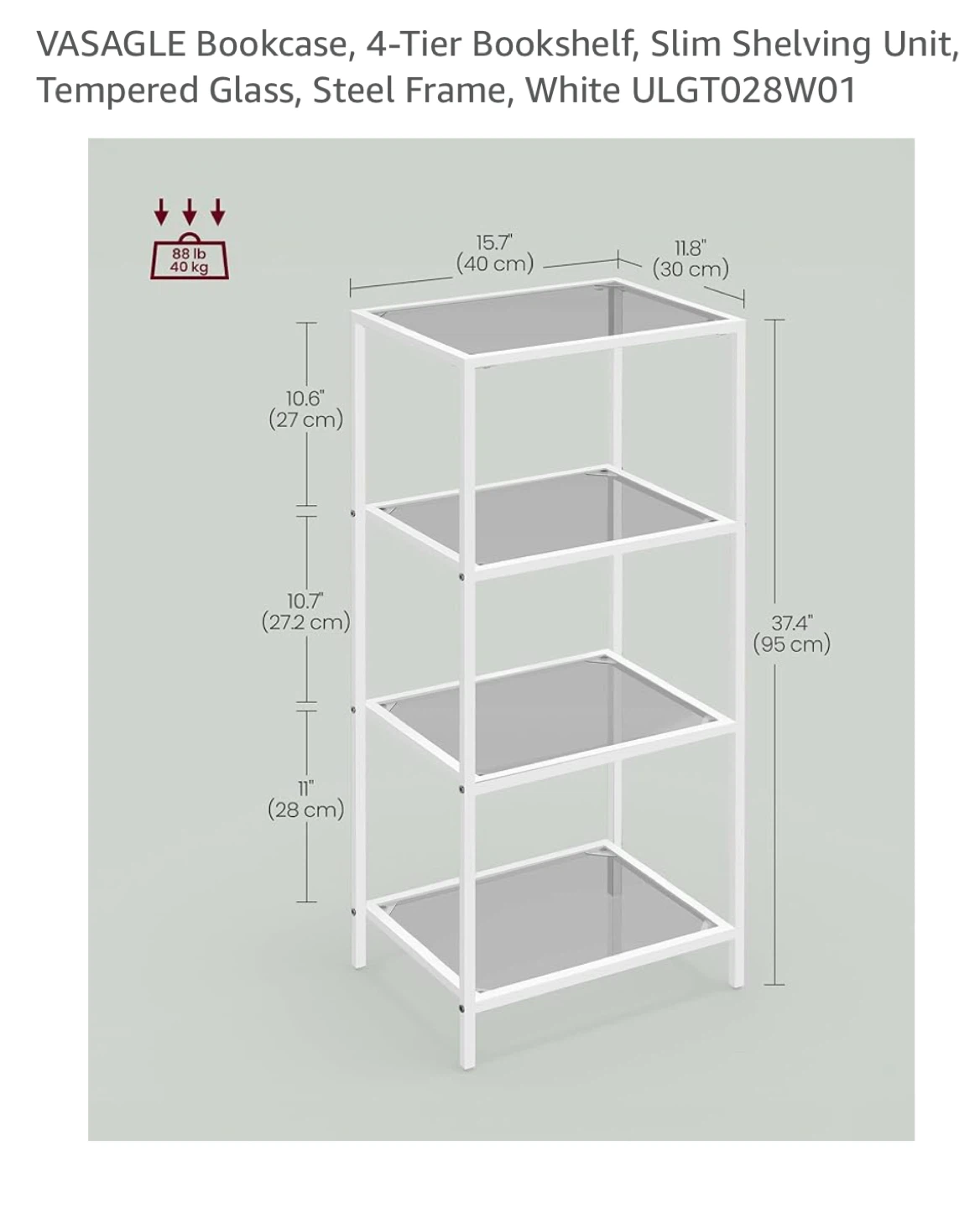 4-Tier White Bookshelf - photo 3