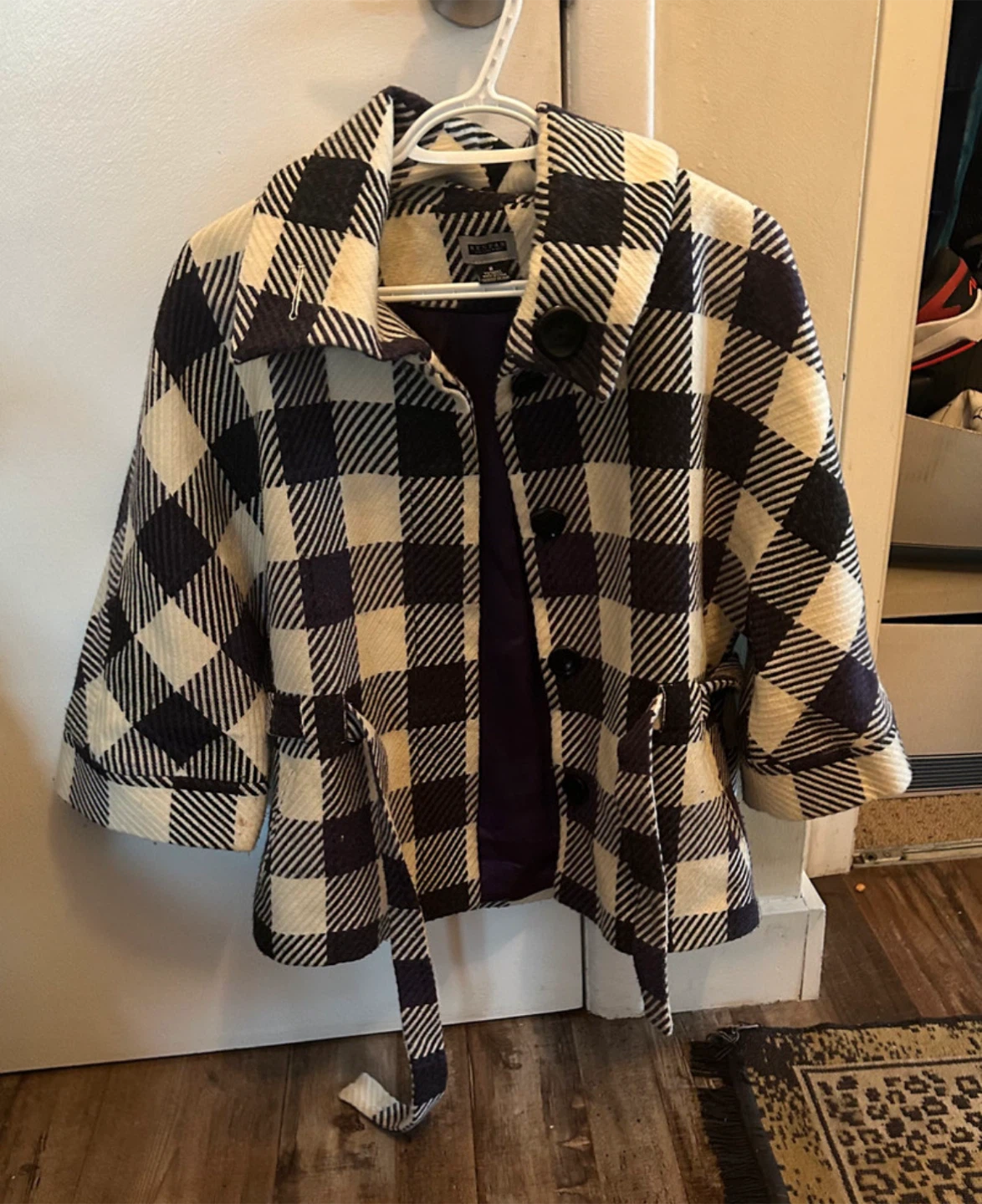 Renuar Collection Plaid Coat - Size 8