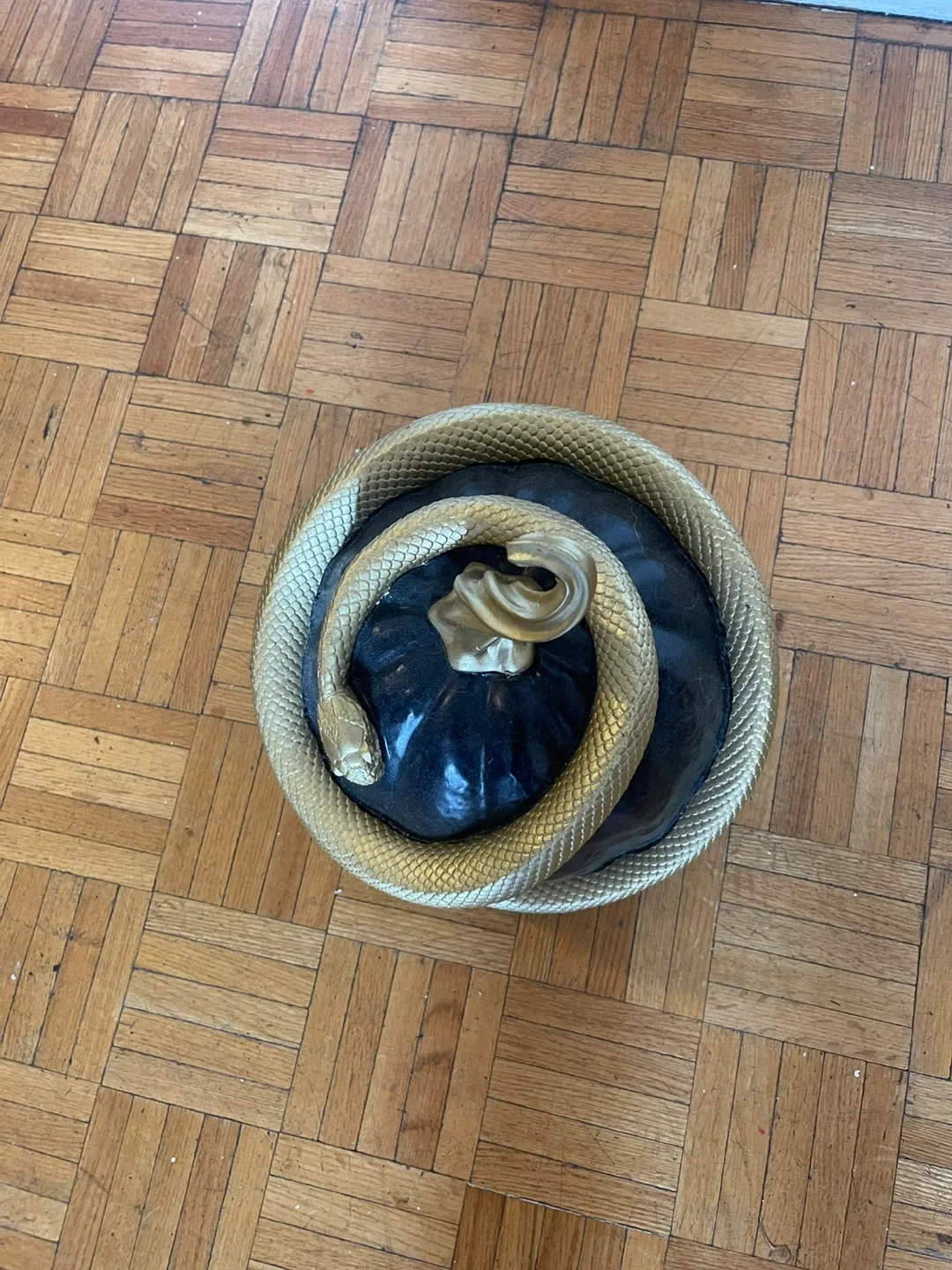 Black Pumpkin with Gold Snake Halloween Decor image indicator(4)