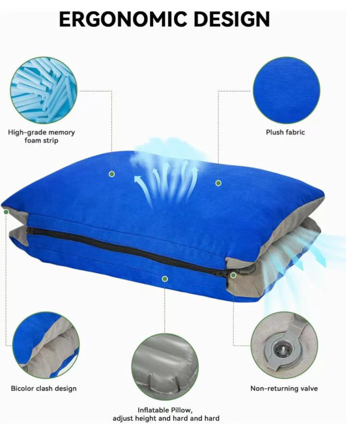 Inflatable Camping Pillow with Memory Foam - photo 3