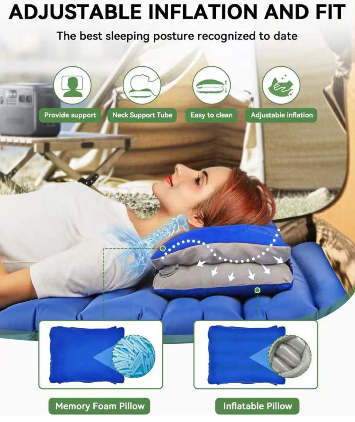 Inflatable Camping Pillow with Memory Foam - photo 4