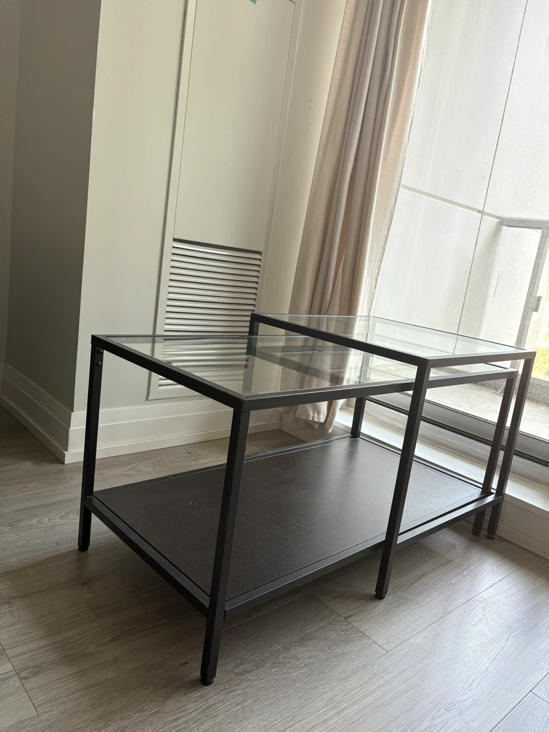 Black Glass Top Side Tables (Set of 2) - photo 3