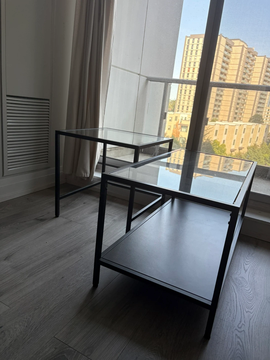 Black Glass Top Side Tables (Set of 2) - photo 2