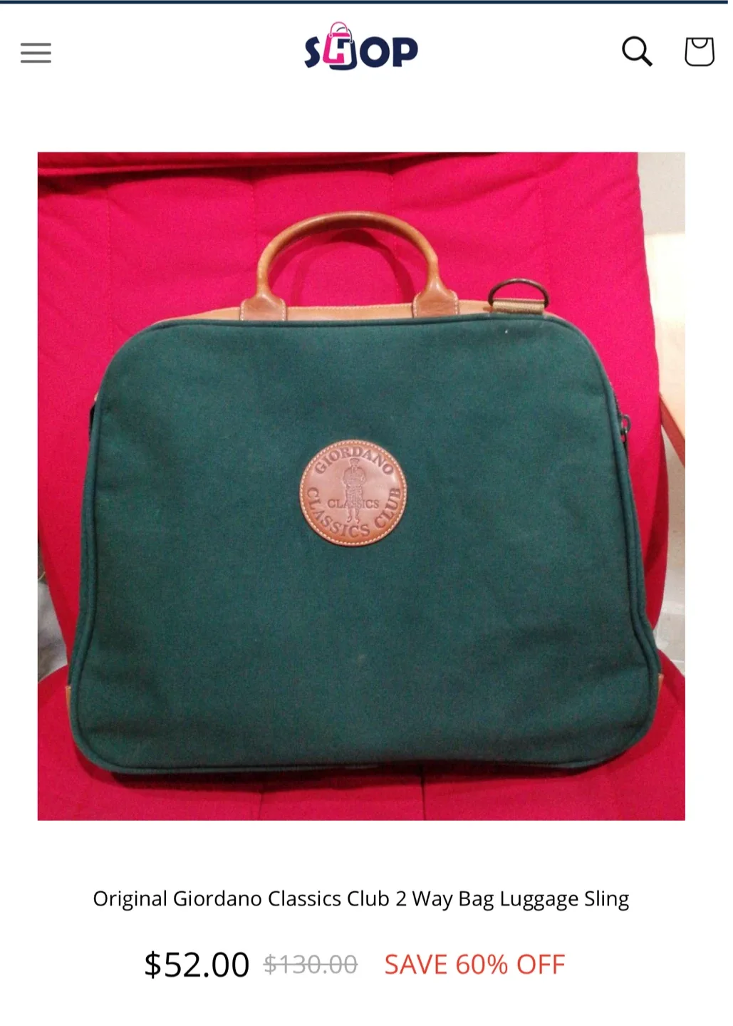 Vintage Giordano Classics Club Pink Canvas Bag image indicator(4)