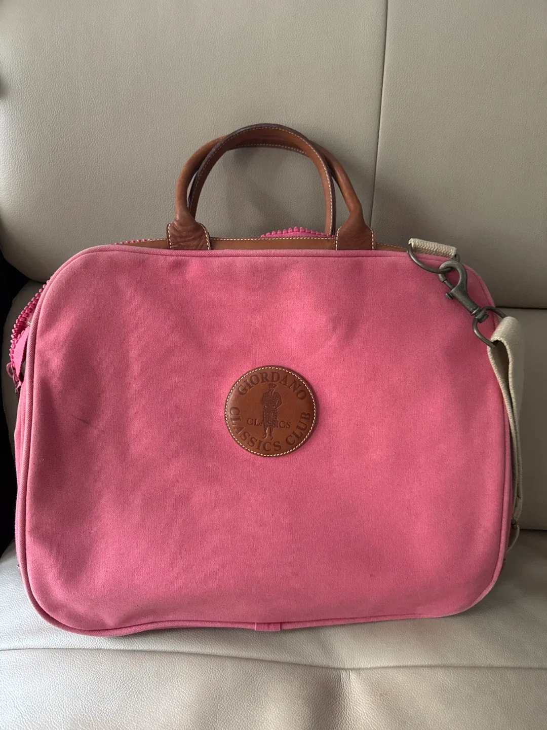 Vintage Giordano Classics Club Pink Canvas Bag thumbnail