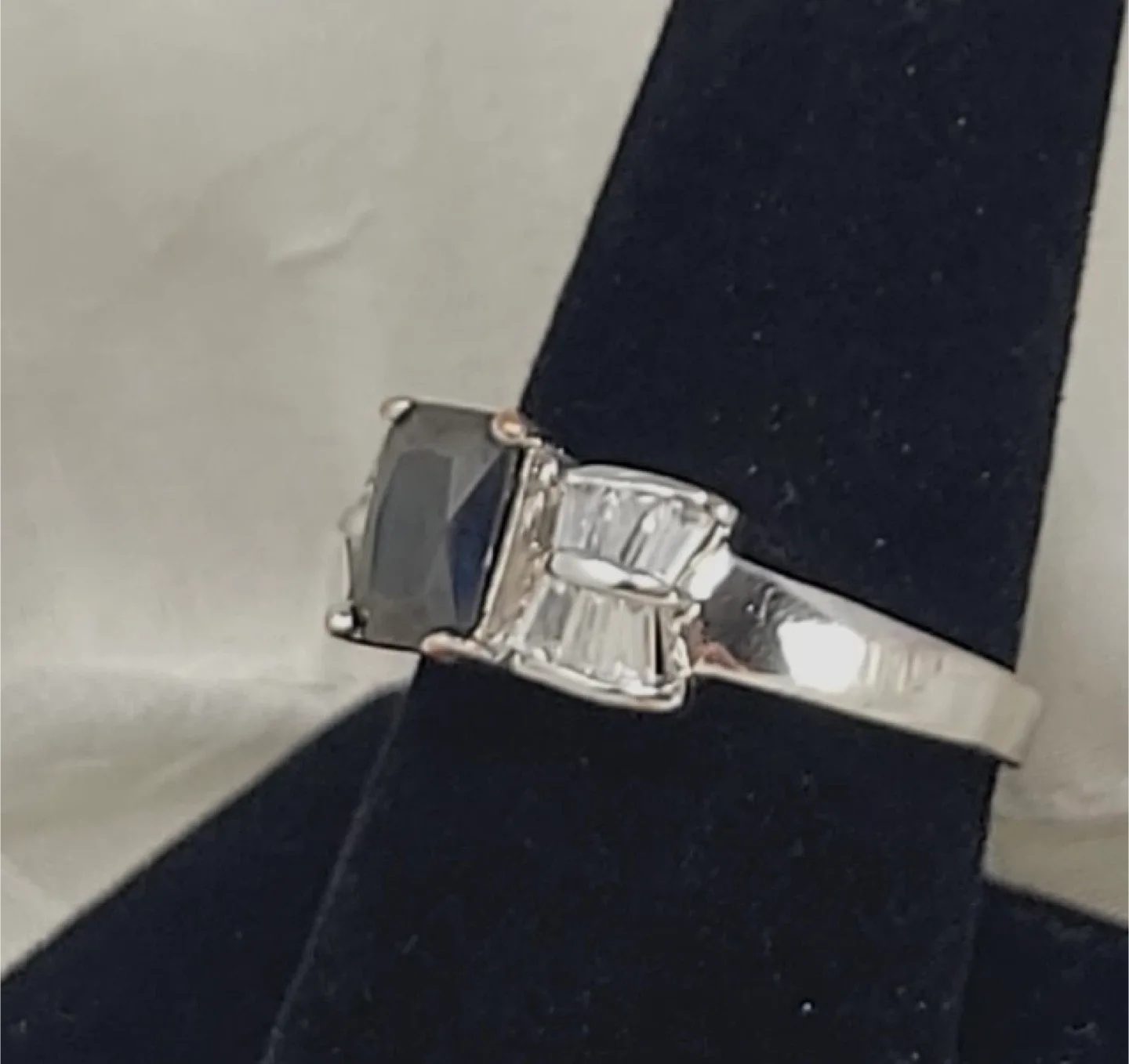 Silver Tone Ring with Dark Stone thumbnail