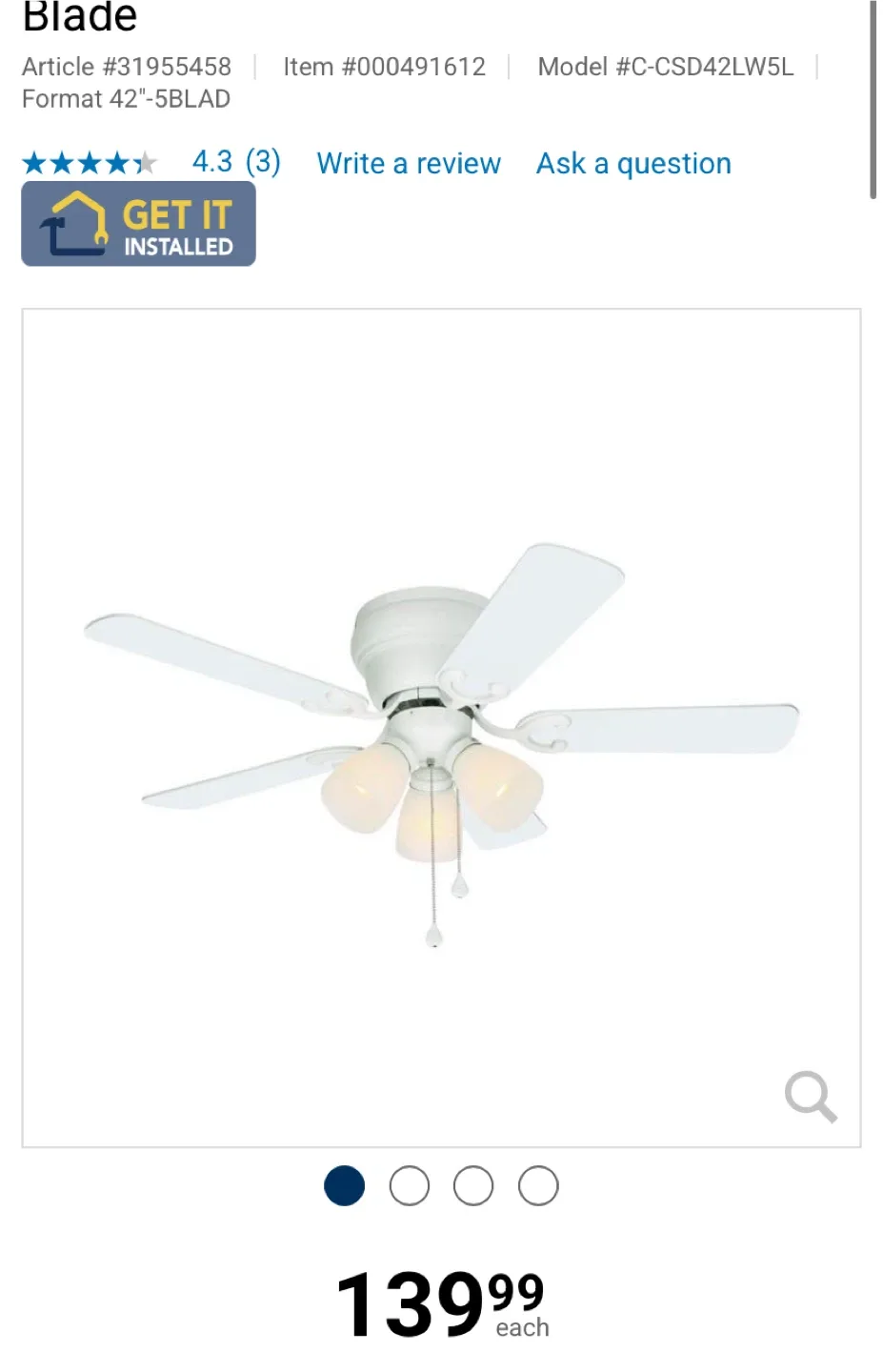 Harbor Breeze Cheshire II 42-in White Ceiling Fan image indicator(3)