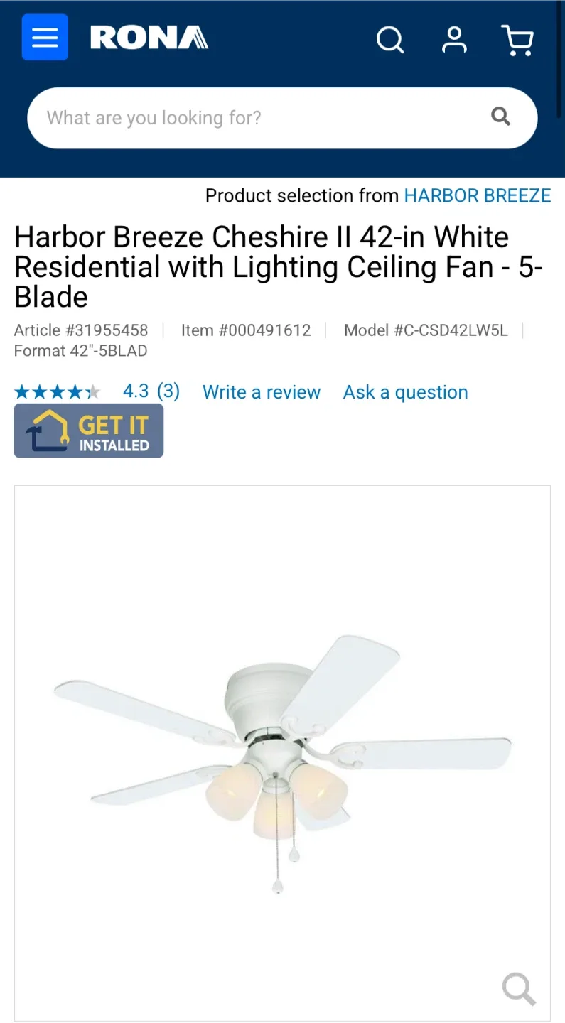 Harbor Breeze Cheshire II 42-in White Ceiling Fan image indicator(2)