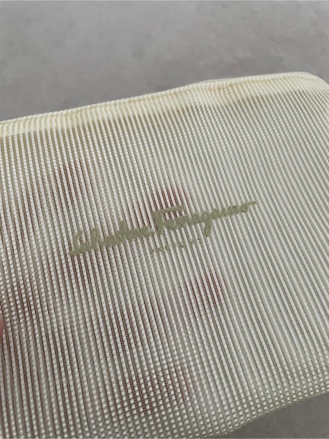 Salvatore Ferragamo White Mesh Pouch image indicator(2)