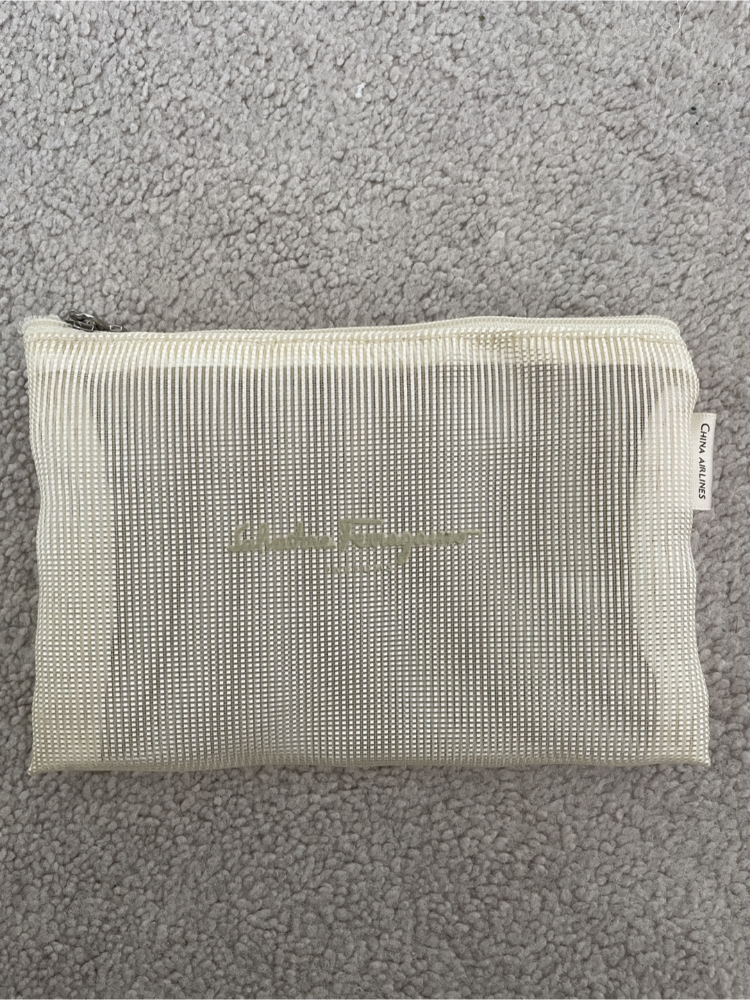 Salvatore Ferragamo White Mesh Pouch
