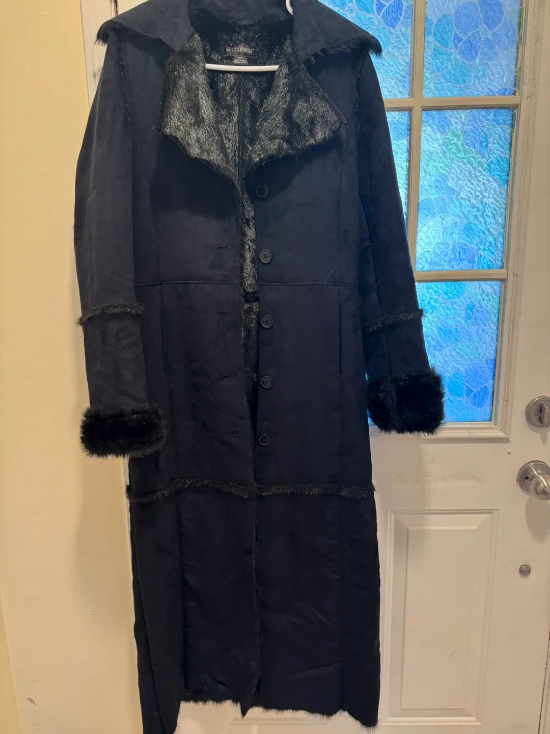 Le Chateau Black Faux Suede & Fur Coat thumbnail