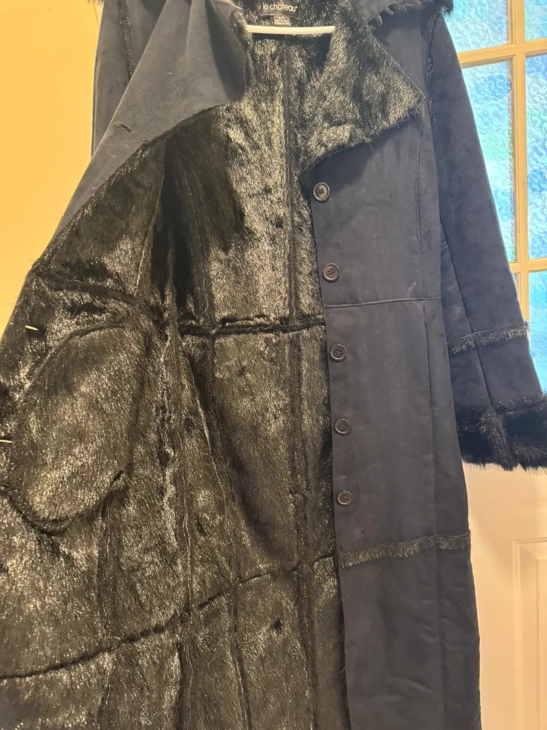 Le Chateau Black Faux Suede & Fur Coat image indicator(3)