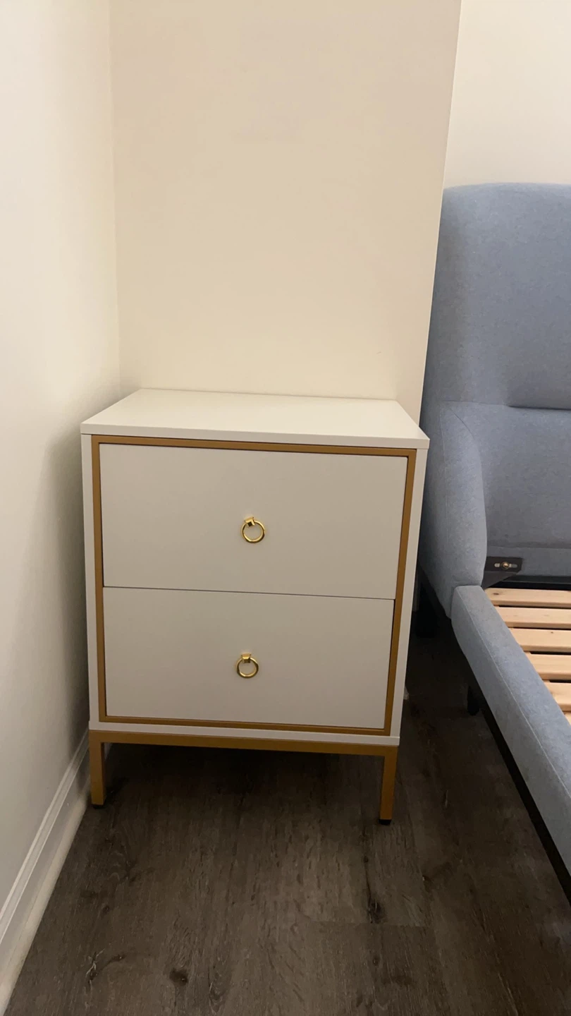 White & Gold Accent Nightstand