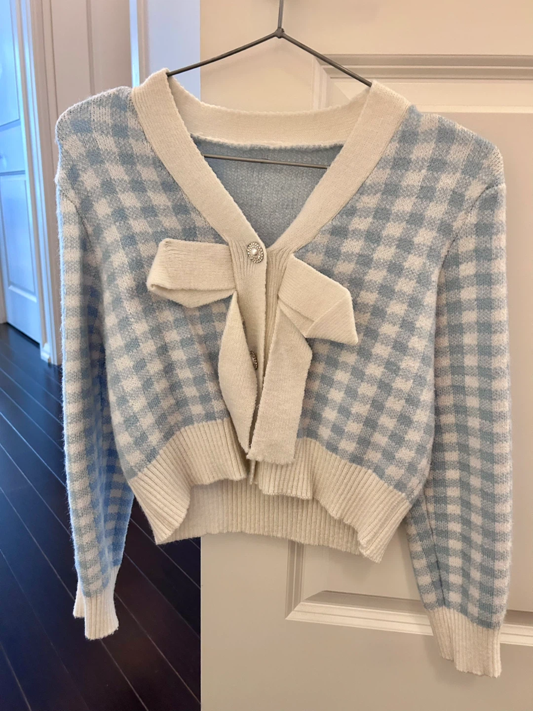 Bow checked sweater
