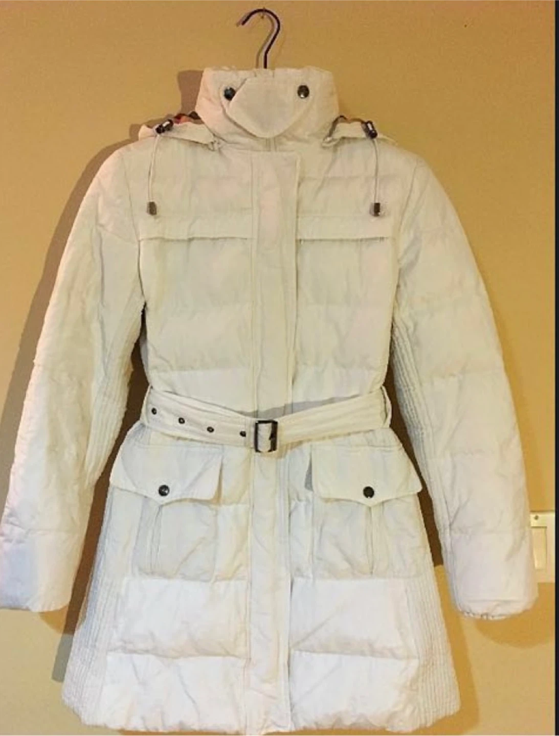 Burberry London White Down Puffer Coat