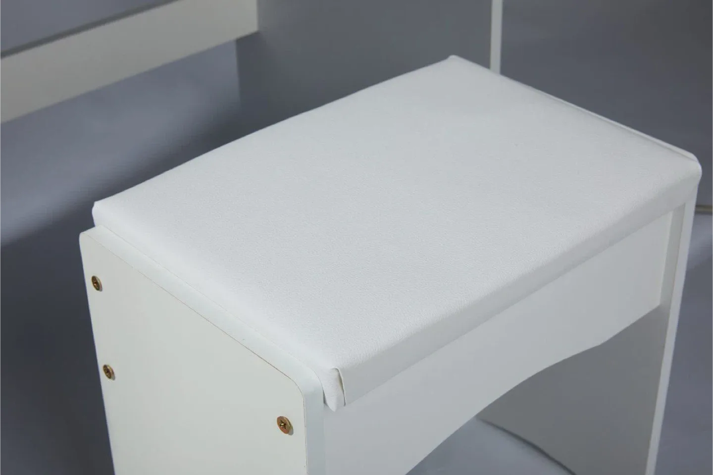 White Vanity Makeup Table with Lighted Mirror and Stool image indicator(5)