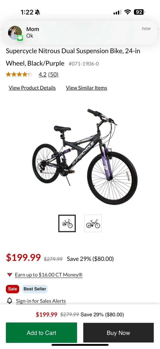 Supercycle Nitrous Bike, 24-in Wheel, Black/Purple image indicator(2)